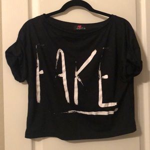 Your Eyes Lie “fake” Crop T-Shirt Sz XS